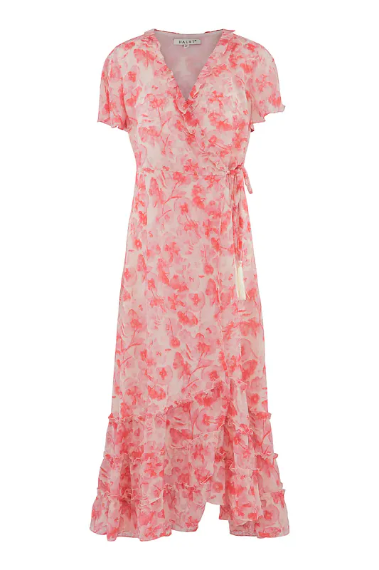 HAUST - Long Feminin Wrap Dress Flower