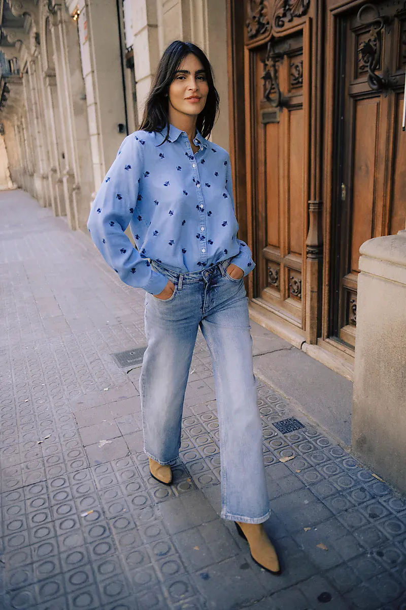 B.YOUNG - Kosmo Boho Emb Shirt Light Blue Denim