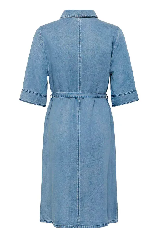 CREAM - Bella Dress Seattle Mid Blue Denim