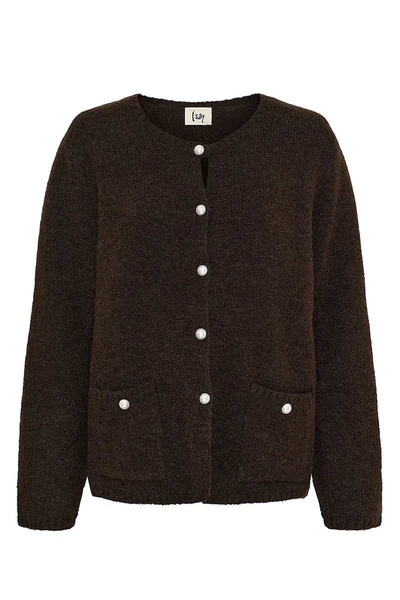 ISAY - Anna Classic Cardigan Dark Brown Melange