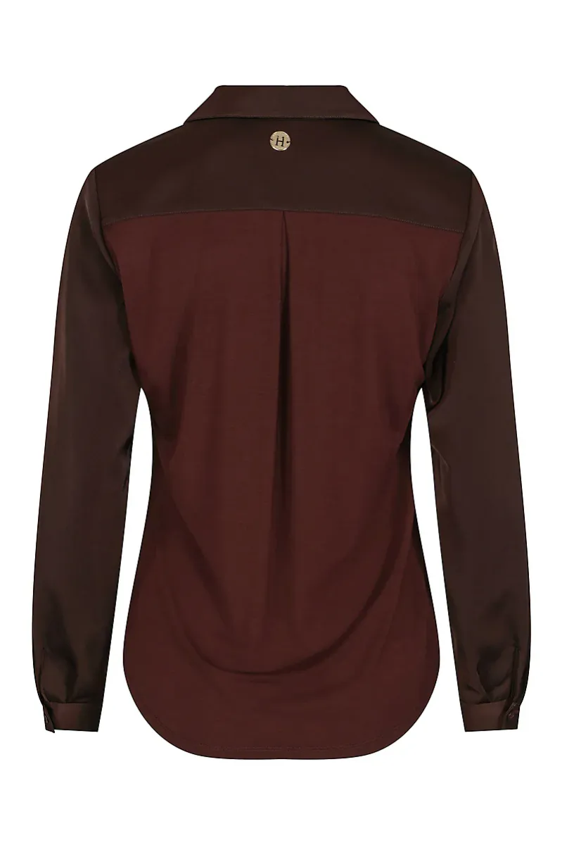 HAUST  V-neck Classic Blouse Dark Brown