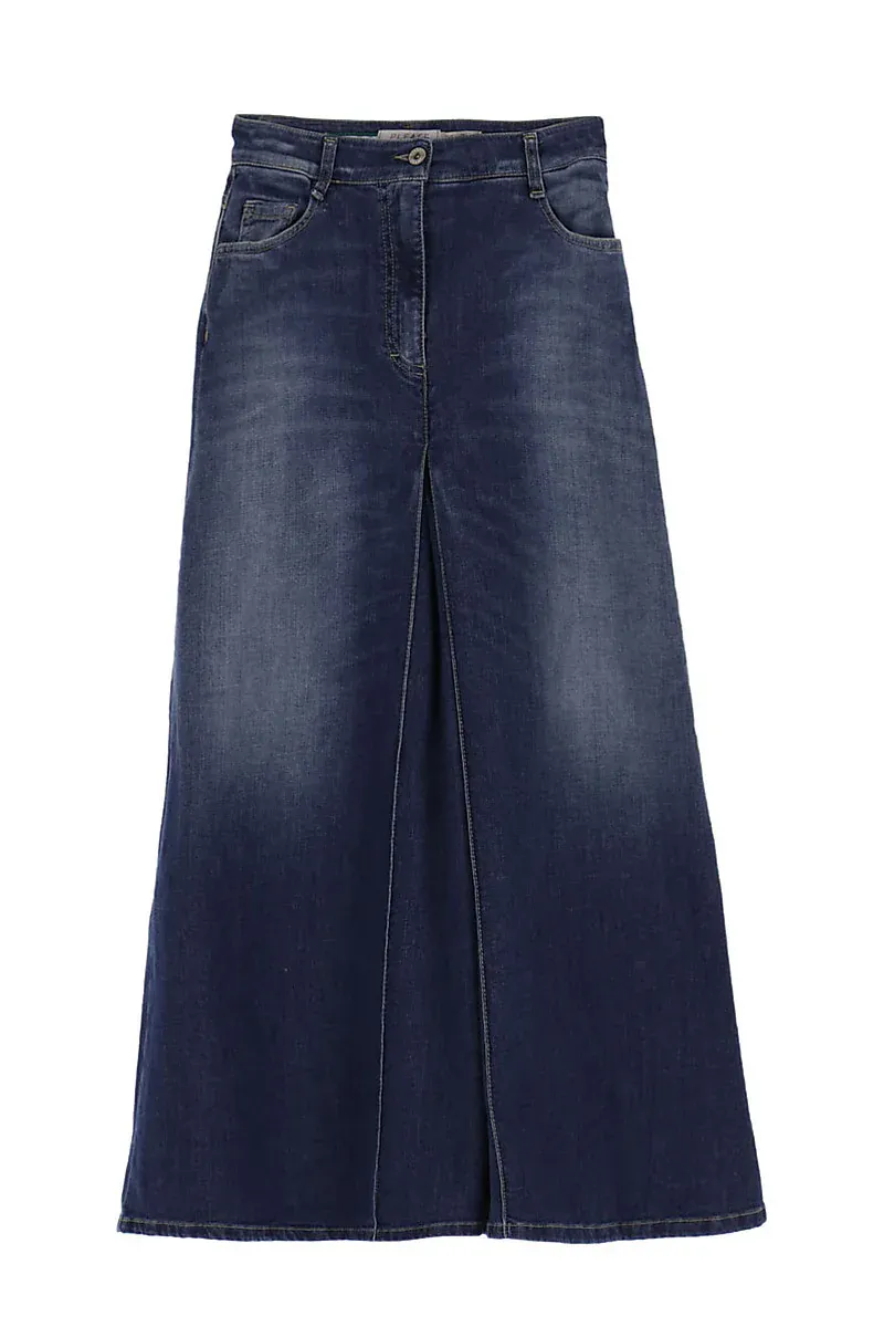 PLEASE - Alma Oslo Bukse Wideleg Blue Denim