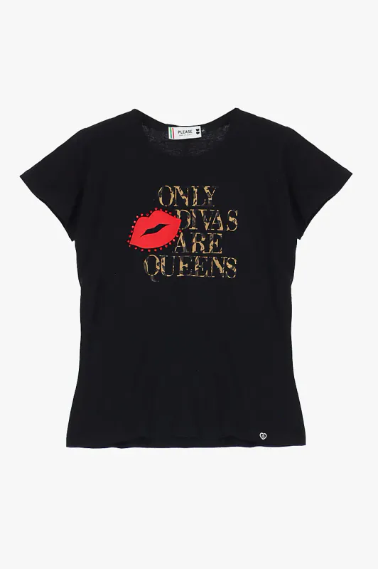 PLEASE - T-skjorte Sort Print