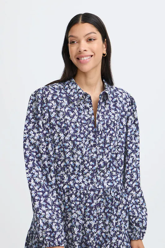 B.YOUNG - Hadasa Dress Medieval Blue Florals