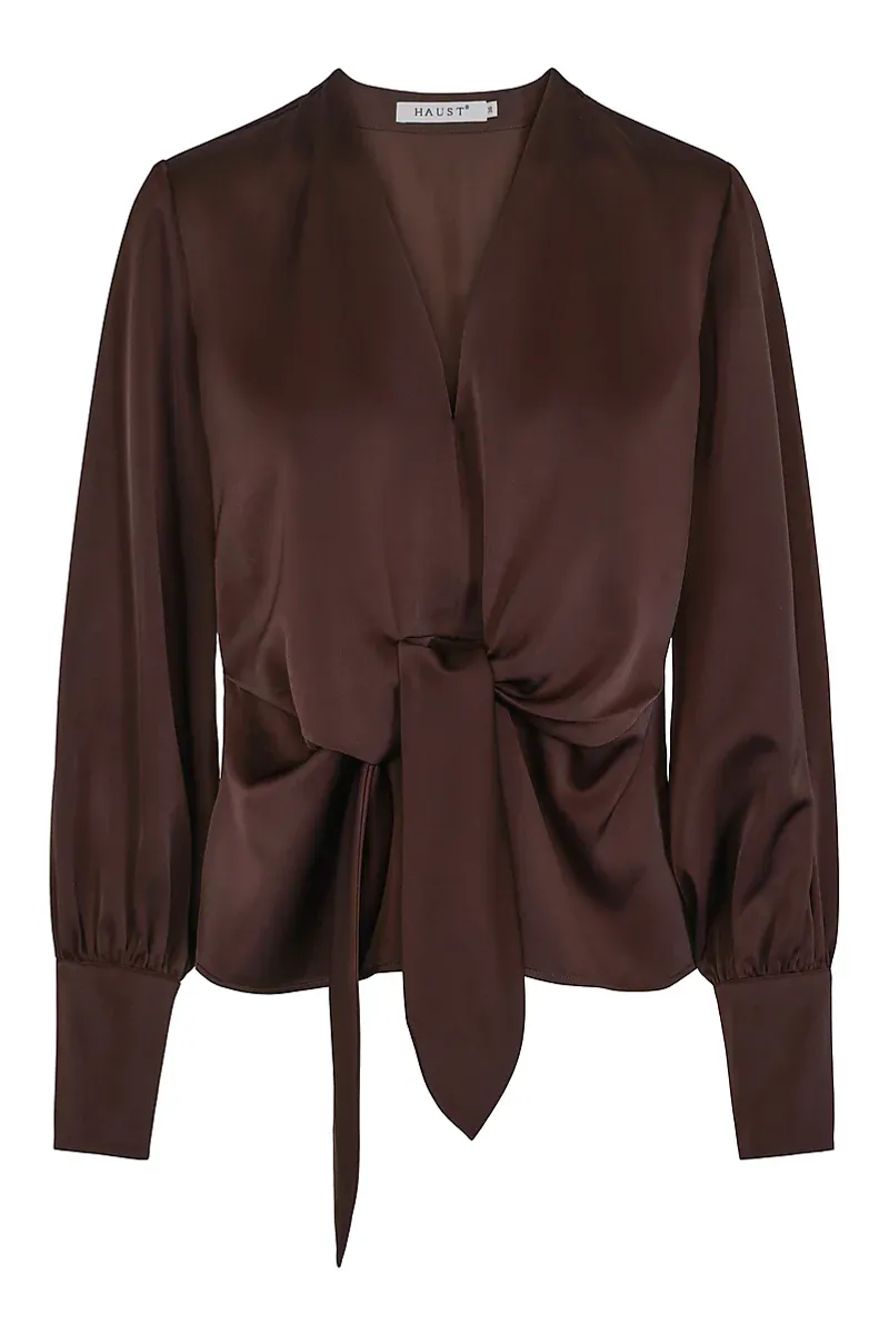 HAUST - Front Tie Blouse Dark Brown